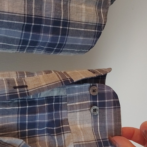 Untuckit Grey and Blue Plaid Casual Button Down Shirt 100% Cotton Size XLarge - Picture 4 of 7